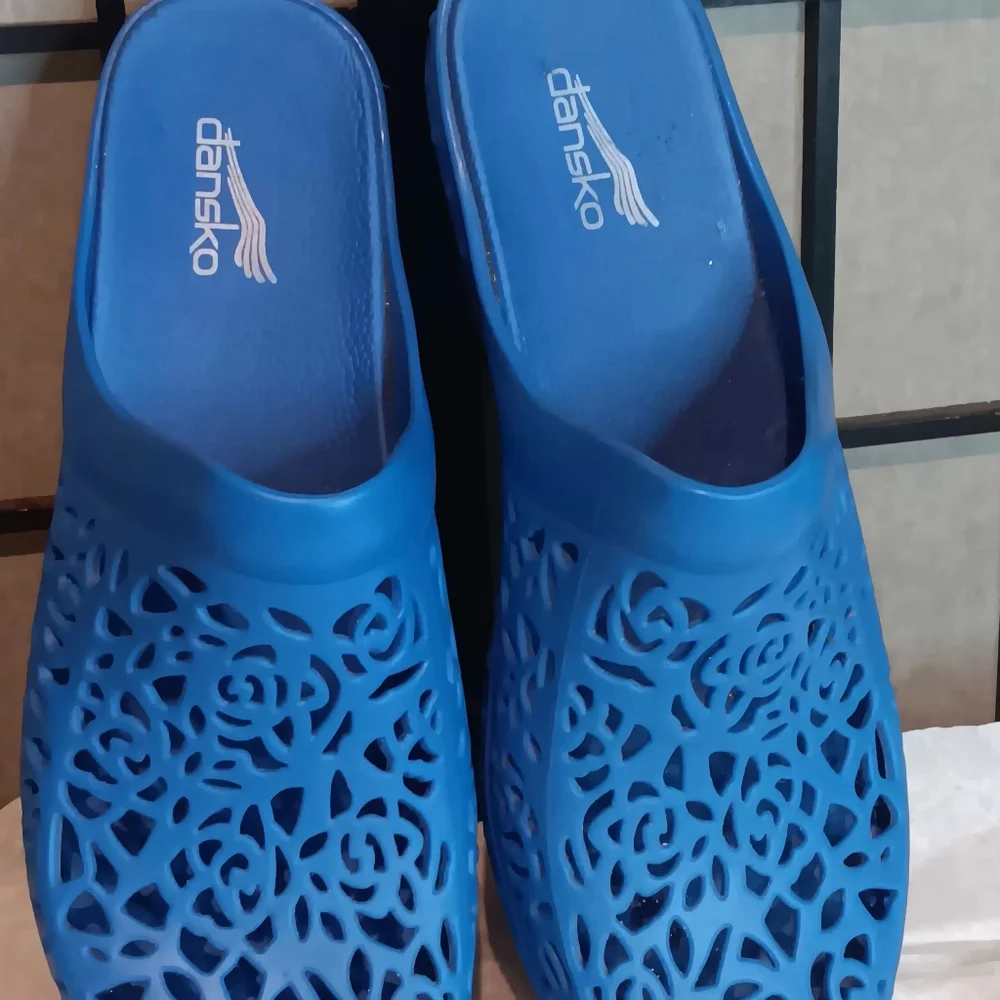 Dansko Blue Women's Mules with Cutout Design - Picture 5 of 9